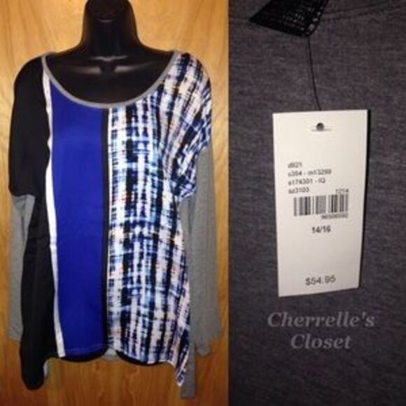 ✨2/$20 NWT Lane Bryant Mixed Print Lightweight Sweatshirt Plus Size 14/16 1X - Picture 2 of 3
